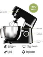 Kumtel Siyah Hamur Yoğurma 1800WATT 4.5lt Dondurma Yapma Aprt. Sm-02 - Görsel 4