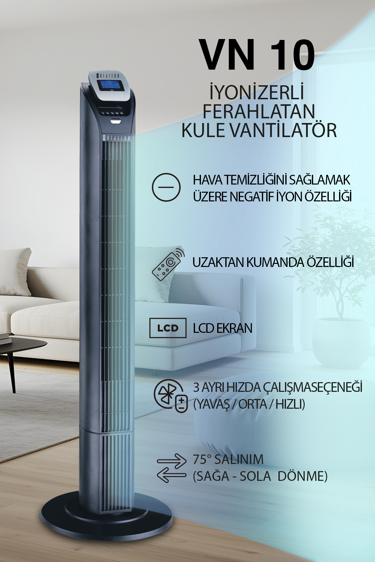 1_org_zoom Vn10 Kule Tipi Vantilatör - Görsel 1