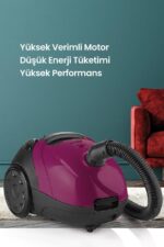 Titiz Mor Yıkanabilir Toz Torbalı 2,5 Litre Kapasiteli 5 Yıl Garantili Elektrikli Süpürge - Görsel 5