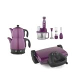 Eflatun Ev Aleti Çeyiz Seti 3Lü (Çay, Tost Makinesi Ve Blender Seti) Eflatun