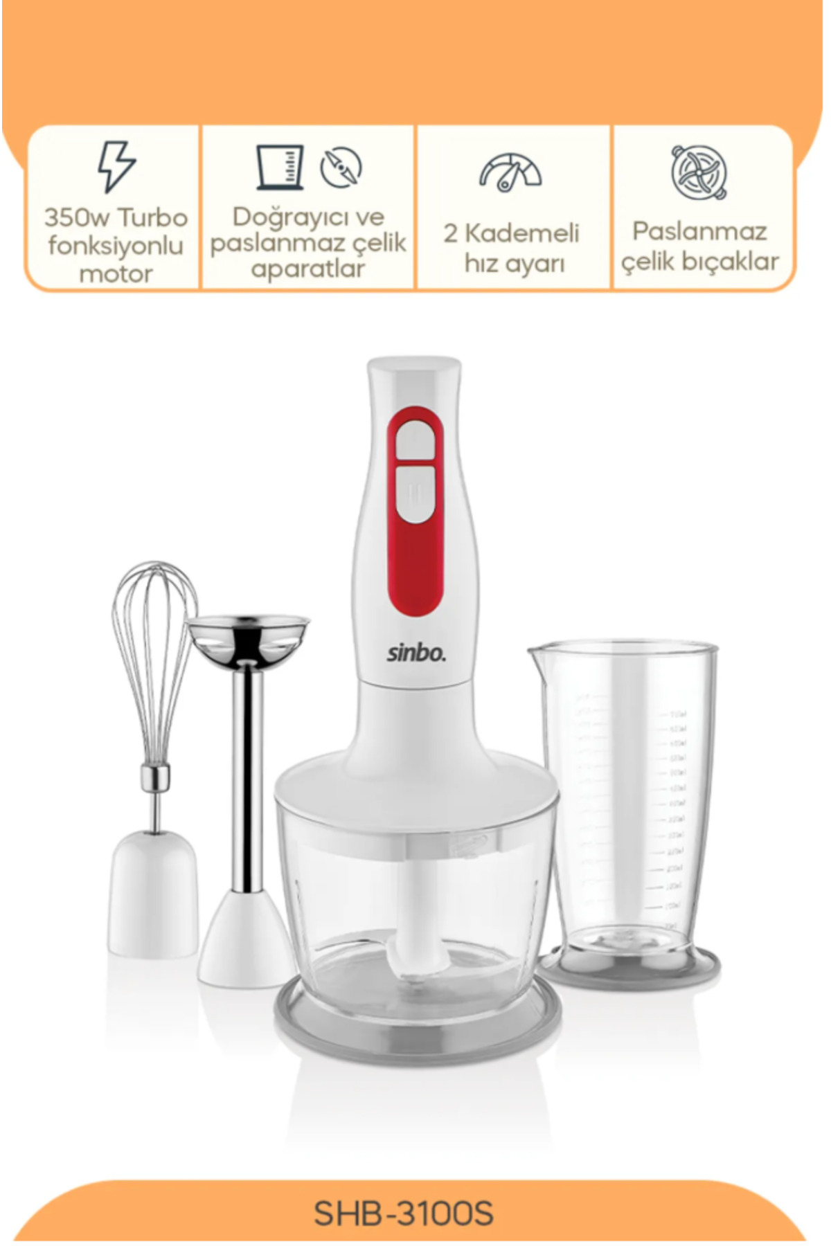 1_org_zoom SHB-3100S 3 Fonksiyonlu El Blender seti 350W - Görsel 1