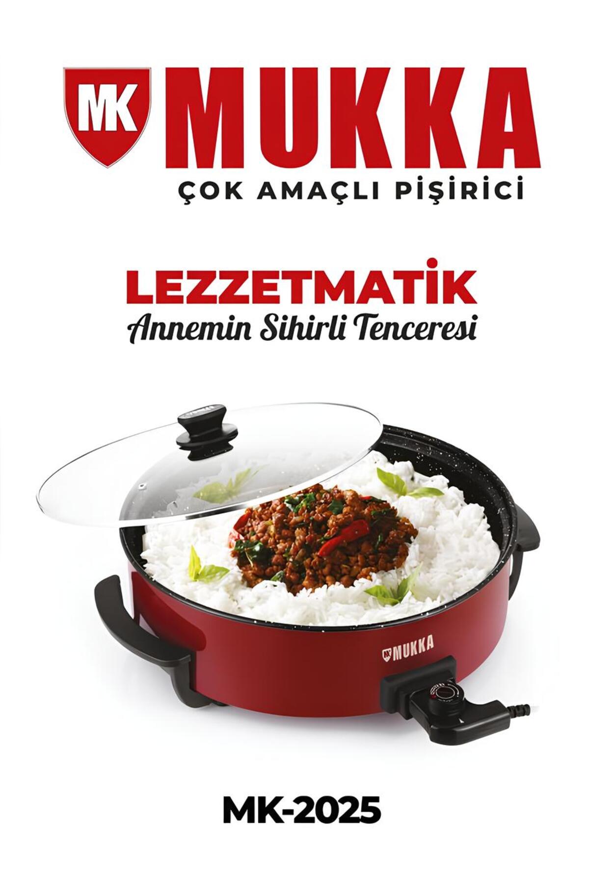 1_org_zoom MK-2025 Lezzetmatik Çok Amaçlı Pişirici Pizza Tavası -Kırmızı - Görsel 1