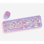 Pembe Kız Kalp Mini Karışık Renk Kablosuz Klavye Mouse Set (pembe)