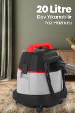 Kürem 20 Litre Geniş Hazneli 2200 Watt Islak Kuru Toz Torbalı Süpürge Elektrikli Süpürge - Görsel 5