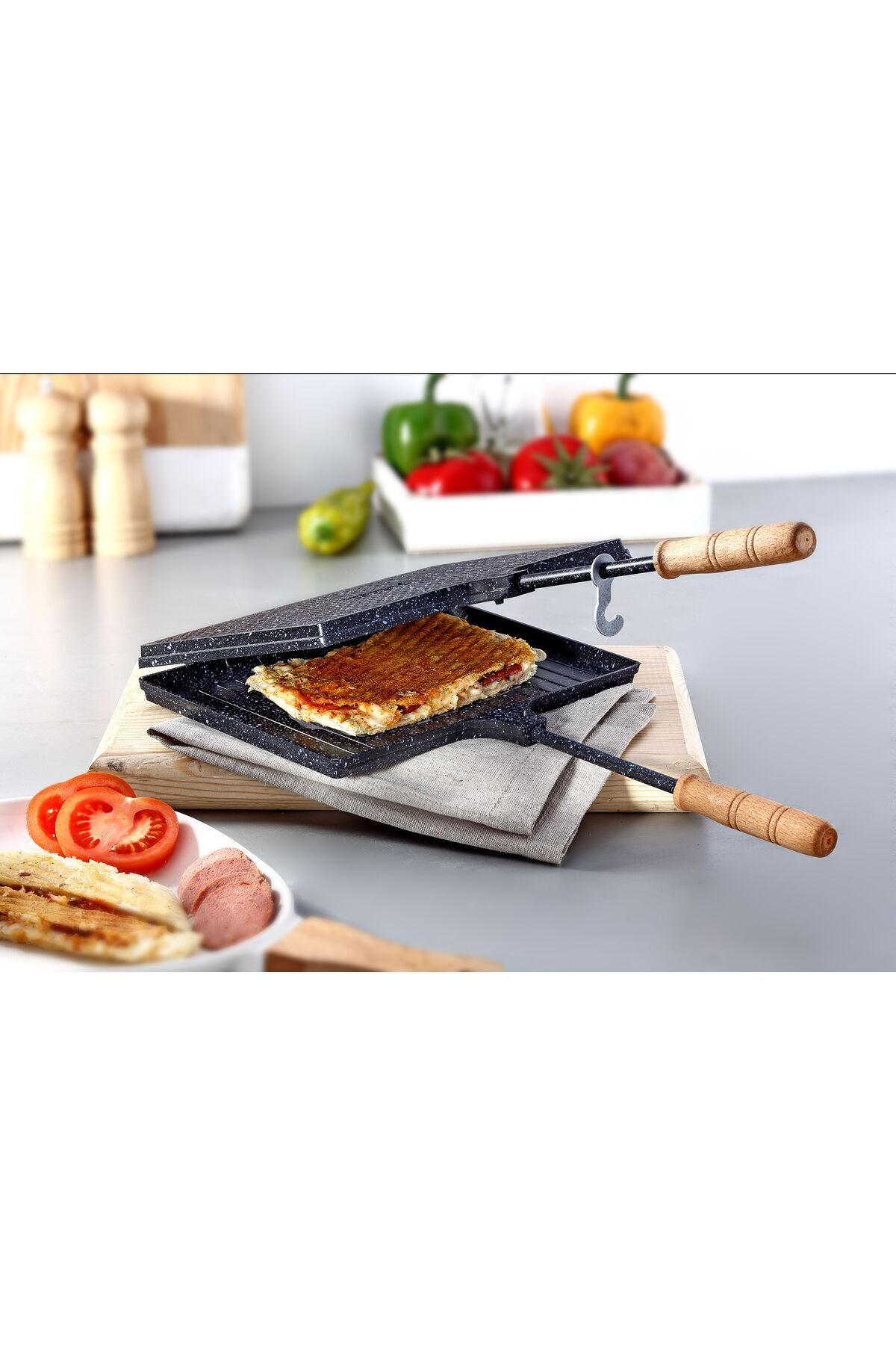 1_org_zoom Granit Efektli Döküm Ocak Üstü Tost Makinesi - Görsel 1