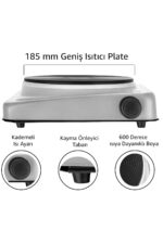 Lotus Tekli Set Üstü Elektrikli Ocak 1500w Gri - Görsel 3
