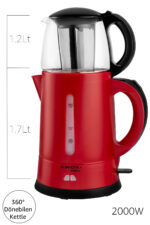 Teaplus Cam Demlikli Elektrikli Çay Makinesi Kırmızı - Görsel 2