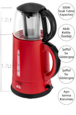 Teaplus Cam Demlikli Elektrikli Çay Makinesi Kırmızı - Görsel 3