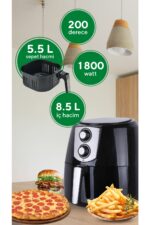 Fastfryer XXL 8.5 Litre ( Yağsız Fritöz Airfryer ) HAF-03 - Görsel 8